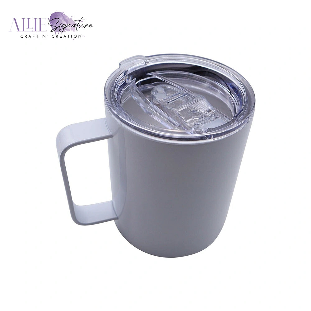 Stainless Steel Tall Cup w/ Handle(12oz/360ml,Sublimation Blank,White)