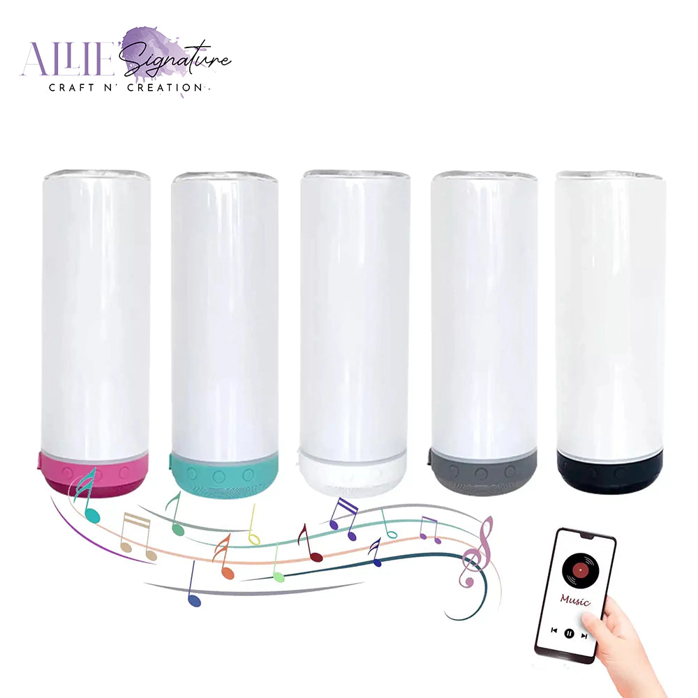 20oz White Sublimation Tumblers with Bluetooth Speaker