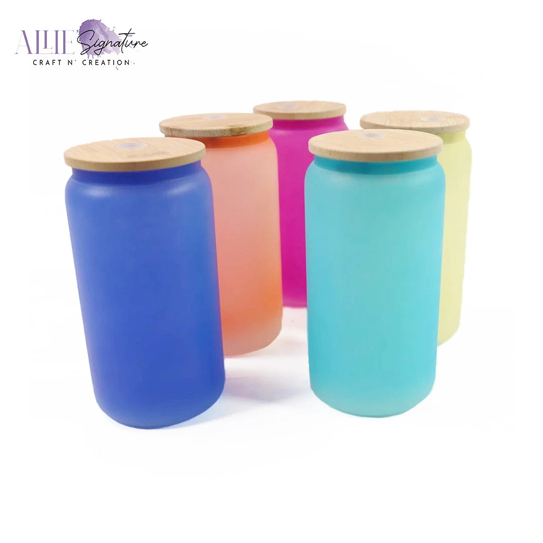 Frosted Glass Sublimation Tumblers With Lid – AllieSignature