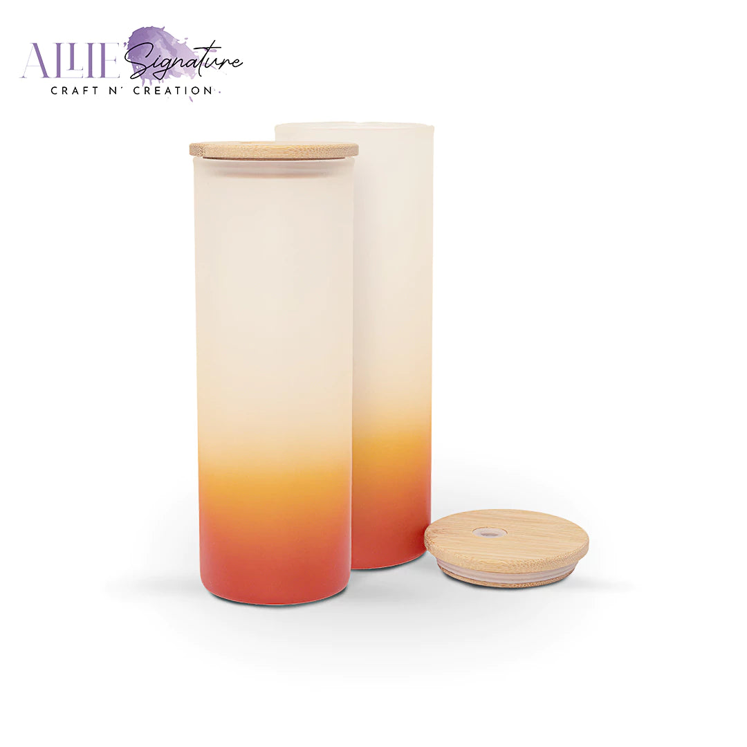 Gradient Frosted Sublimation Glass Water Bottles