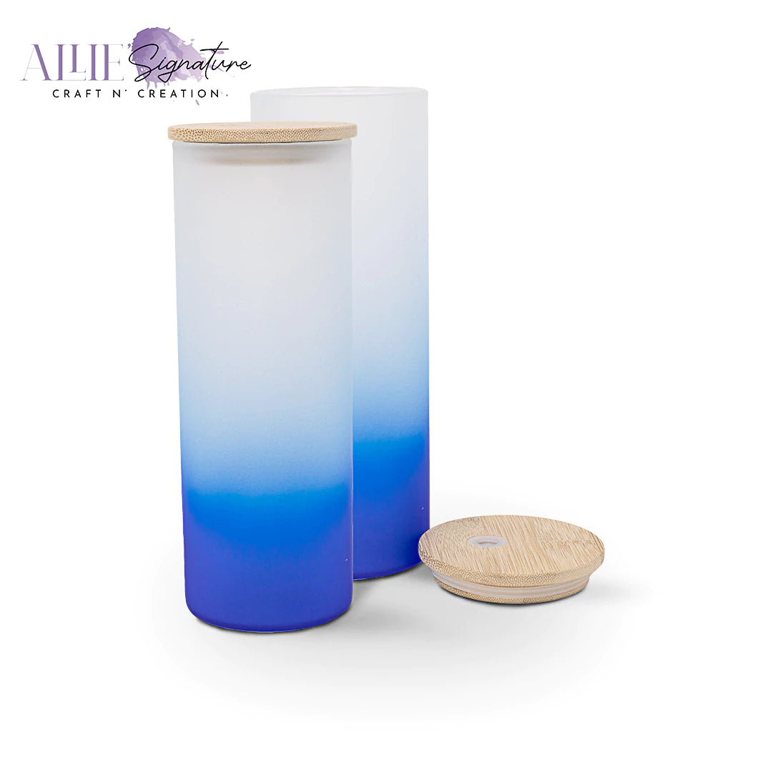 Gradient Frosted Sublimation Glass Water Bottles