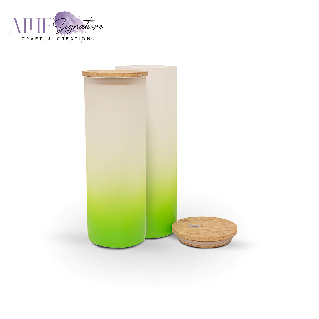 Gradient Frosted Sublimation Glass Water Bottles