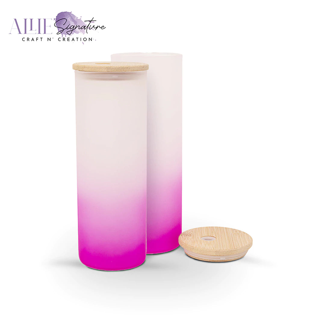 Gradient Frosted Sublimation Glass Water Bottles