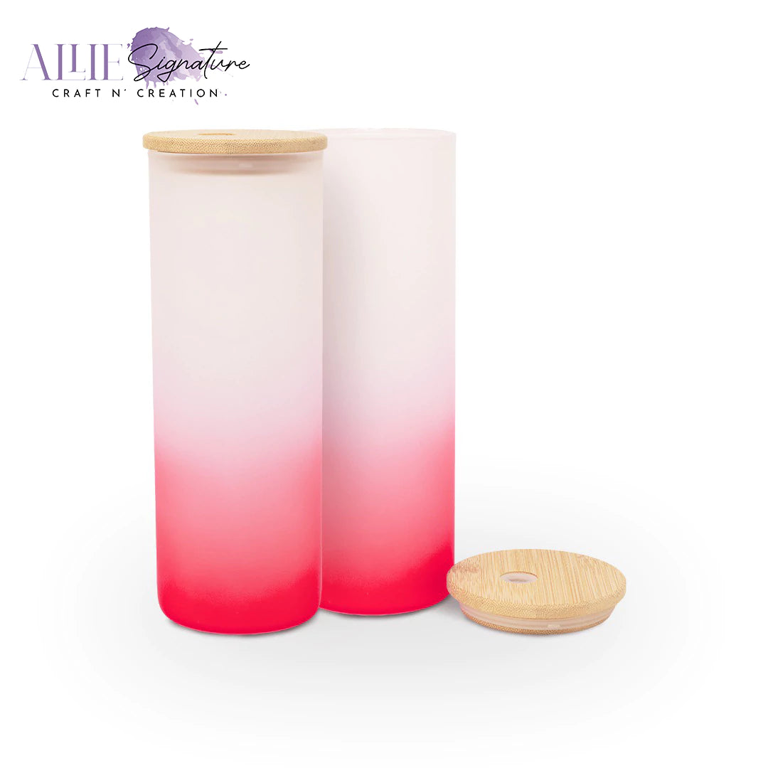 Gradient Frosted Sublimation Glass Water Bottles