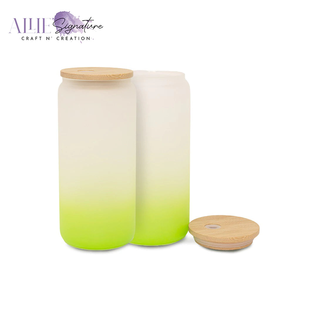 Gradient Frosted Sublimation Glass Water Bottles