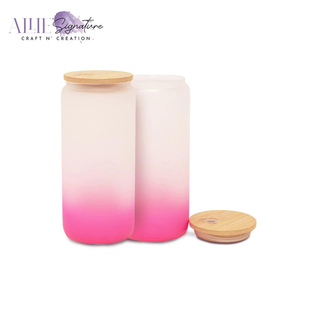 Gradient Frosted Sublimation Glass Water Bottles