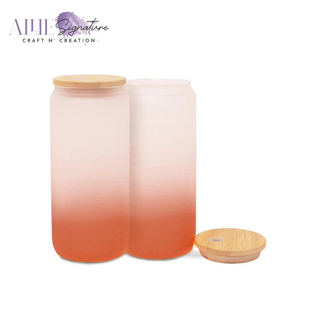 Gradient Frosted Sublimation Glass Water Bottles