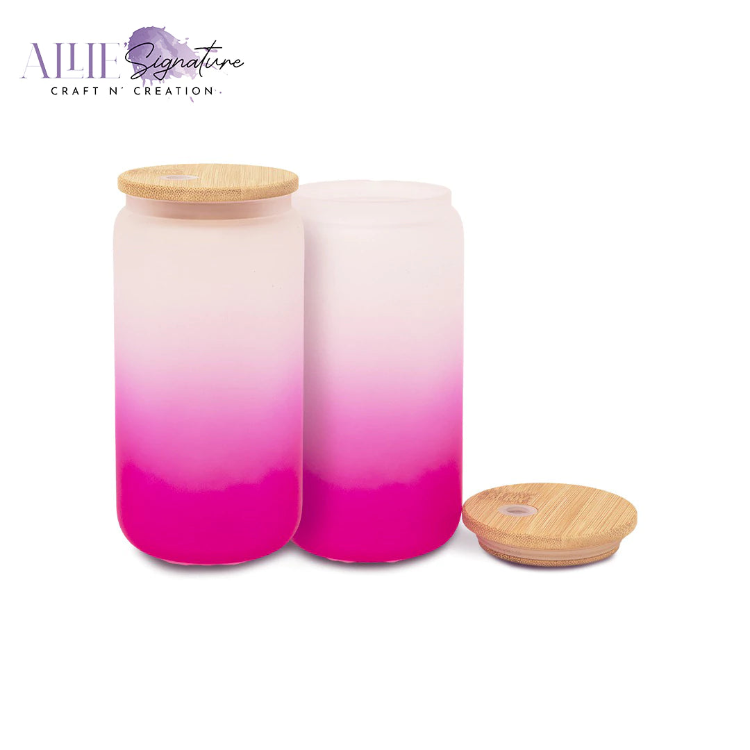 Gradient Frosted Sublimation Glass Water Bottles