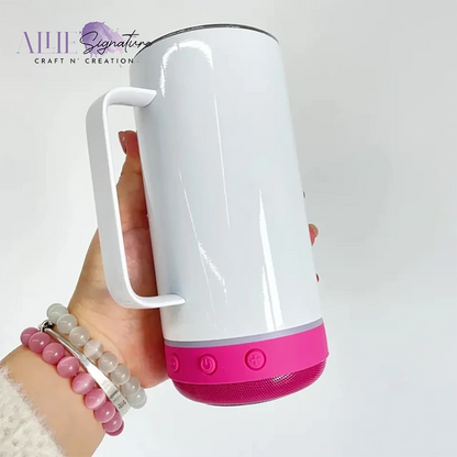 14oz White Tumbler with Bluetooth Speaker