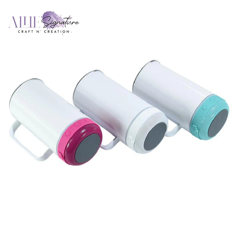 14oz White Tumbler with Bluetooth Speaker