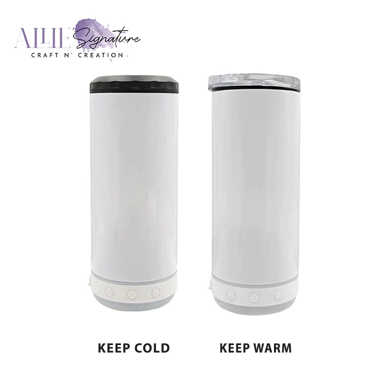 16oz Stainless Steel Skinny Music Tumblers - 4 In 1 Tumbler For Sublimation