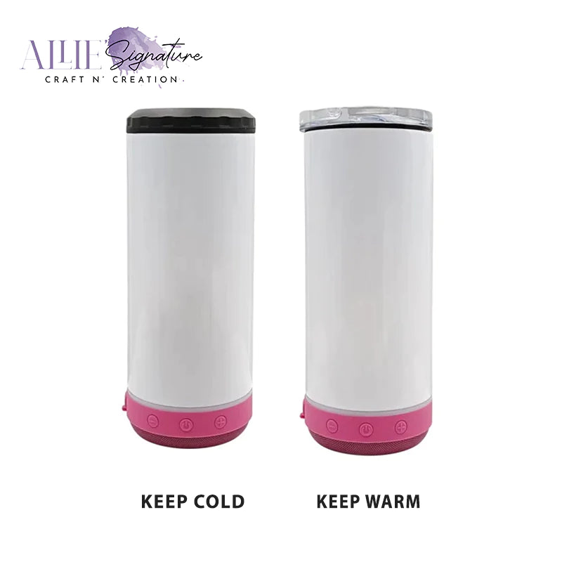 16oz Stainless Steel Skinny Music Tumblers - 4 In 1 Tumbler For Sublimation