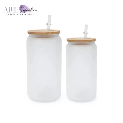 16oz Blank Glass Mason Jar with Straw