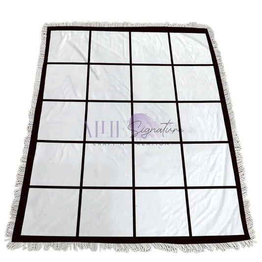 20-Panel Blank Sublimation Blanket - White Tassels with White Back