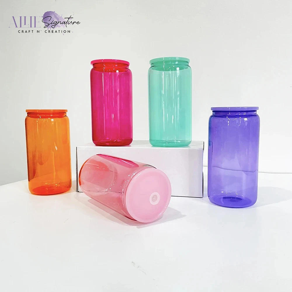 Sublimation Colored Jelly Glass Can - 16oz