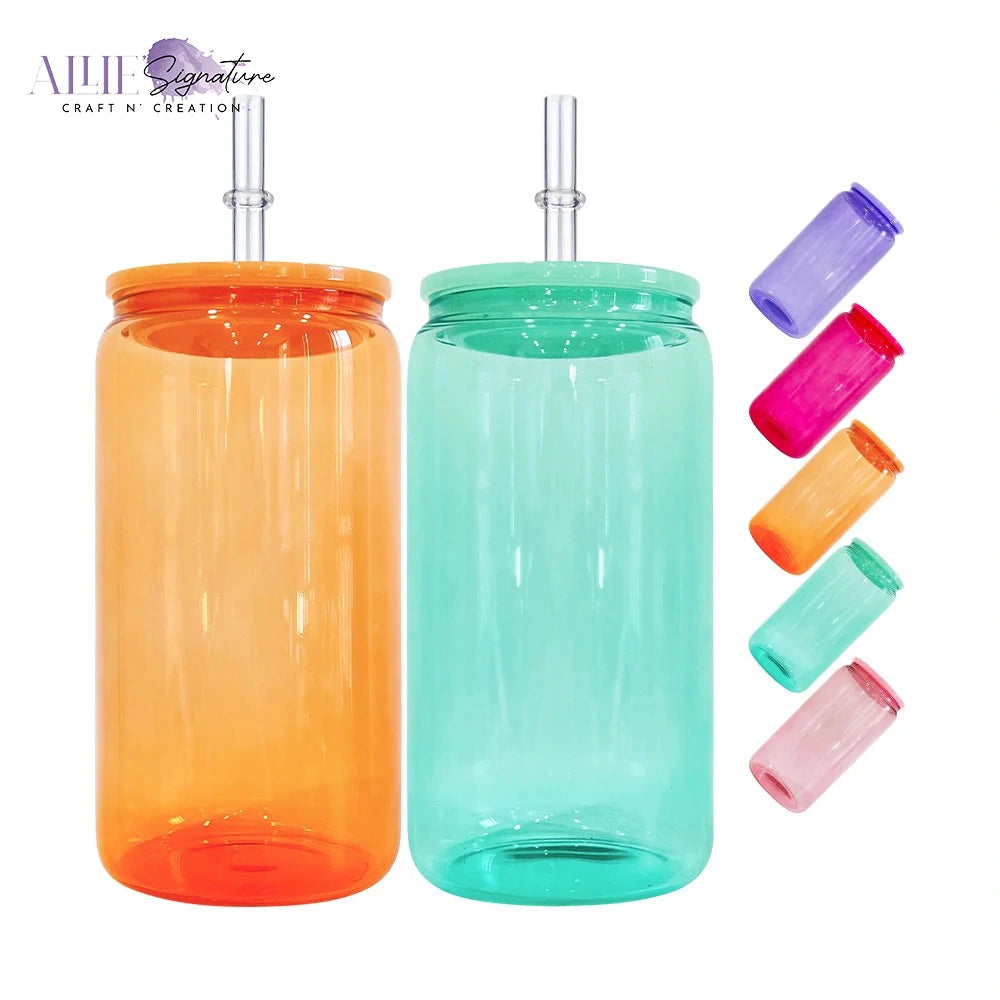 Sublimation Colored Jelly Glass Can - 16oz