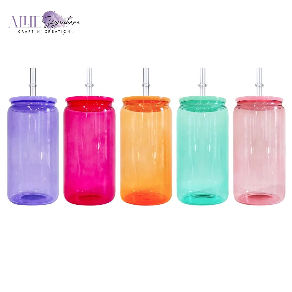 Sublimation Colored Jelly Glass Can - 16oz
