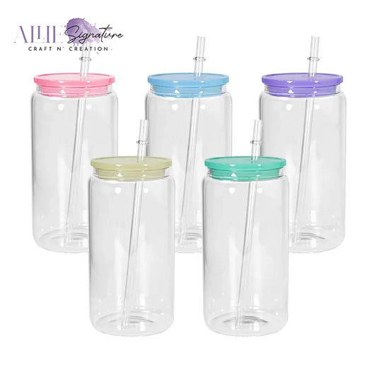 16oz Sublimation Glass Tumbler with Straw