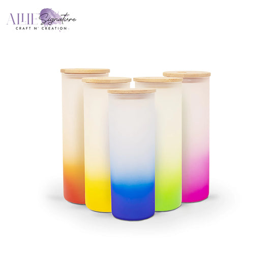 Gradient Frosted Sublimation Glass Water Bottles